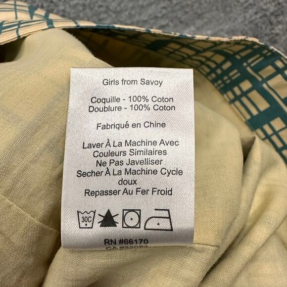 Anthropologie Girls From Savoy Size 4 A-Line Skirt Blue Checkered Front‎ Pockets - Picture 9 of 10